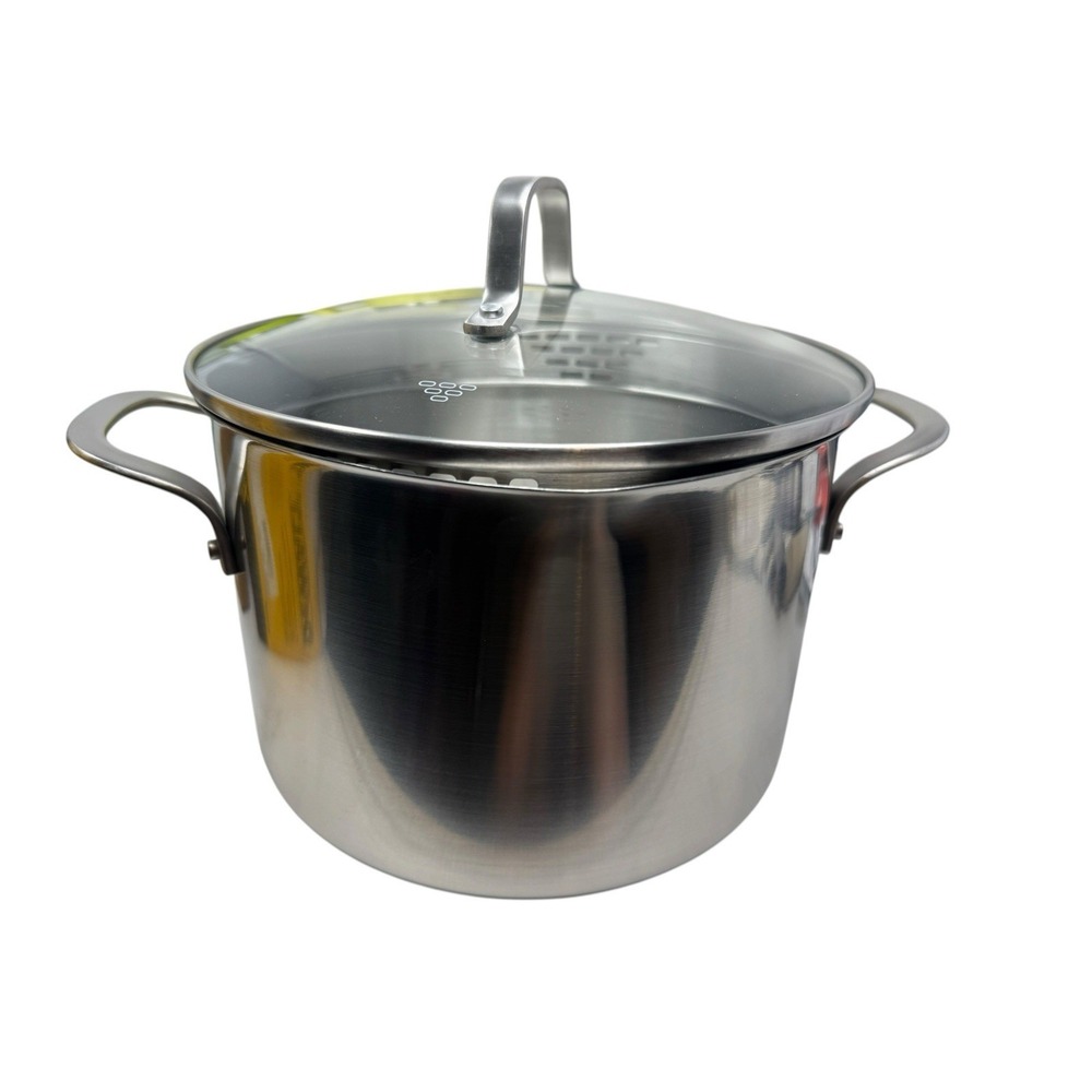 Calphalon Stainless 6qt Stock Pot 806 Dual Pour Spout Induction Strainer Lid